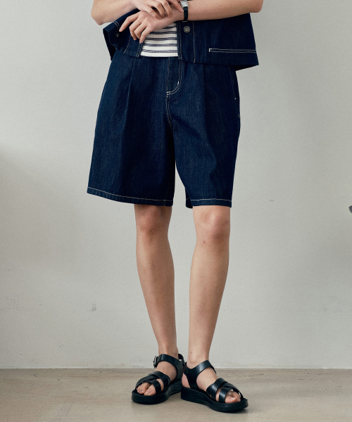 [W] Джинсовые шорты One-tuck Low Indigo