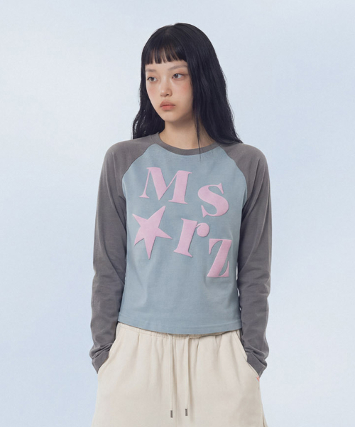 Typo Raglan Long Sleeve_Sky Blue