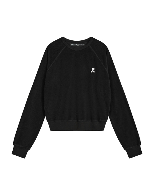 TERRY CROPPED SWEATSHIRT - BLACK