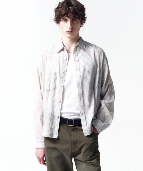 Лёгкая укороченная рубашка в клетку, Light Grey
