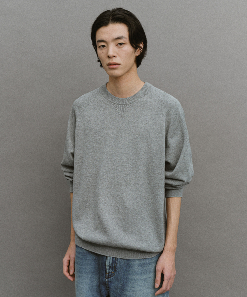 Whole Garment Crew-Neck Knit (Heather Gray)