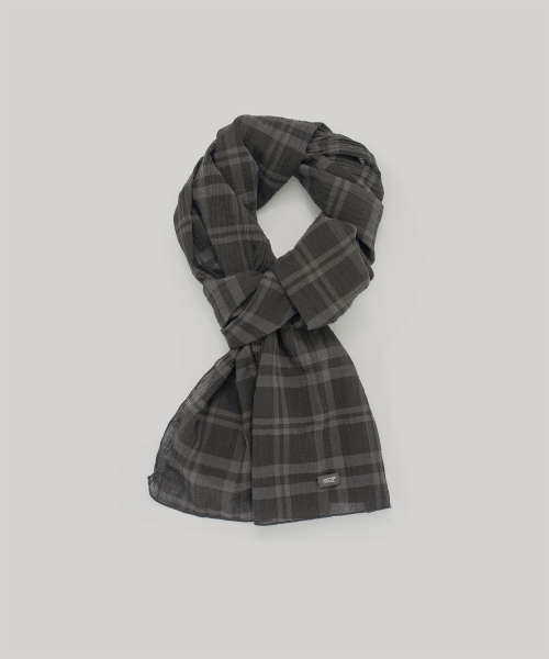 Zephyr Washed Scarf (Charcoal Brown Check)