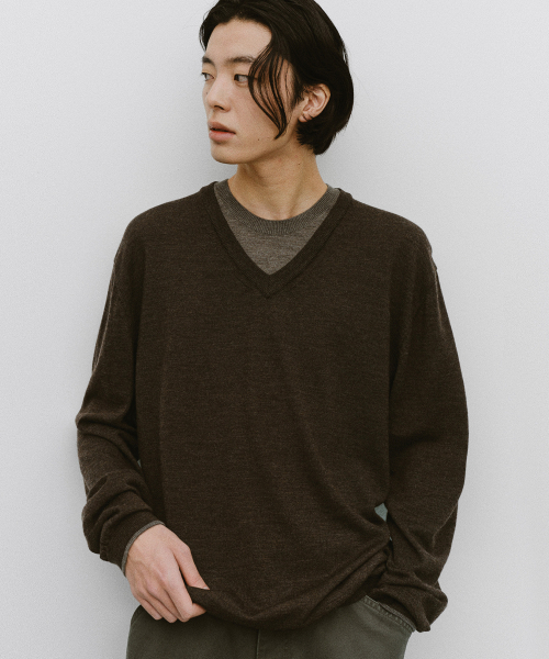 Current Layered V-Neck Knit (Brown)