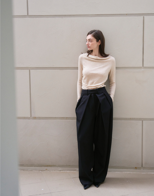 WIDE SLACKS BLACK широкий брюки черный