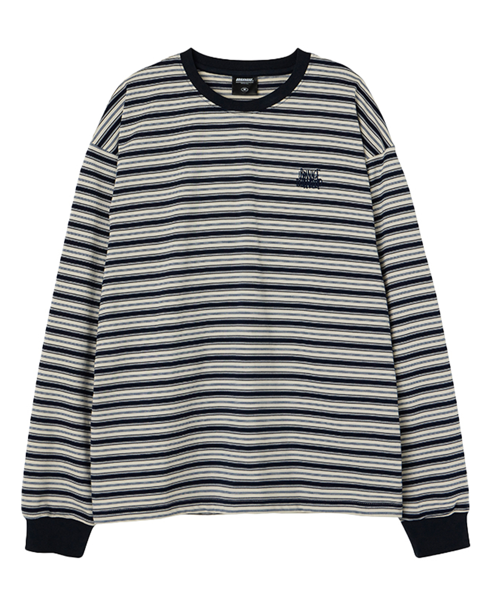 Multi Stripe Oversized Long Sleeve_Navy