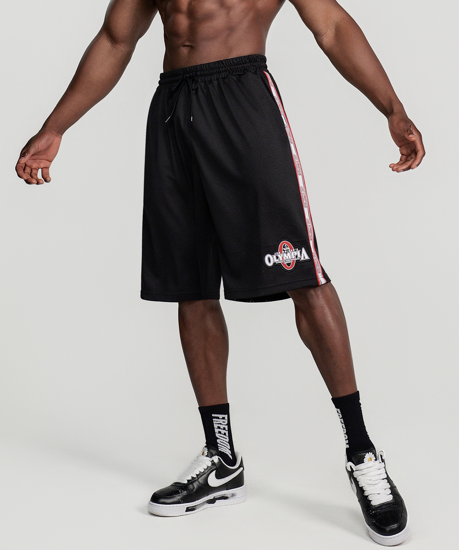 Olympia Lettering All Mesh Bermuda Shorts (Black)