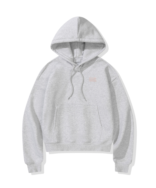 (Womens) Кроп-худи с квадратным лого_Melange Grey