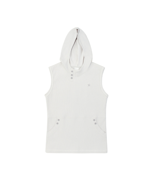 (w) TCM henley neck hooded sleeveless T (светлый серый)