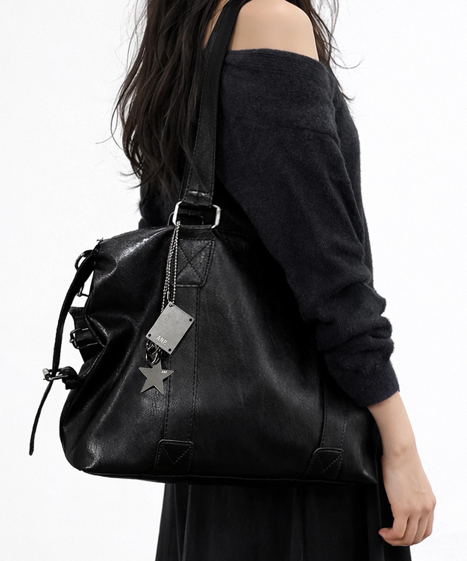мульти Buckle Leather Cross Shoulder Bag