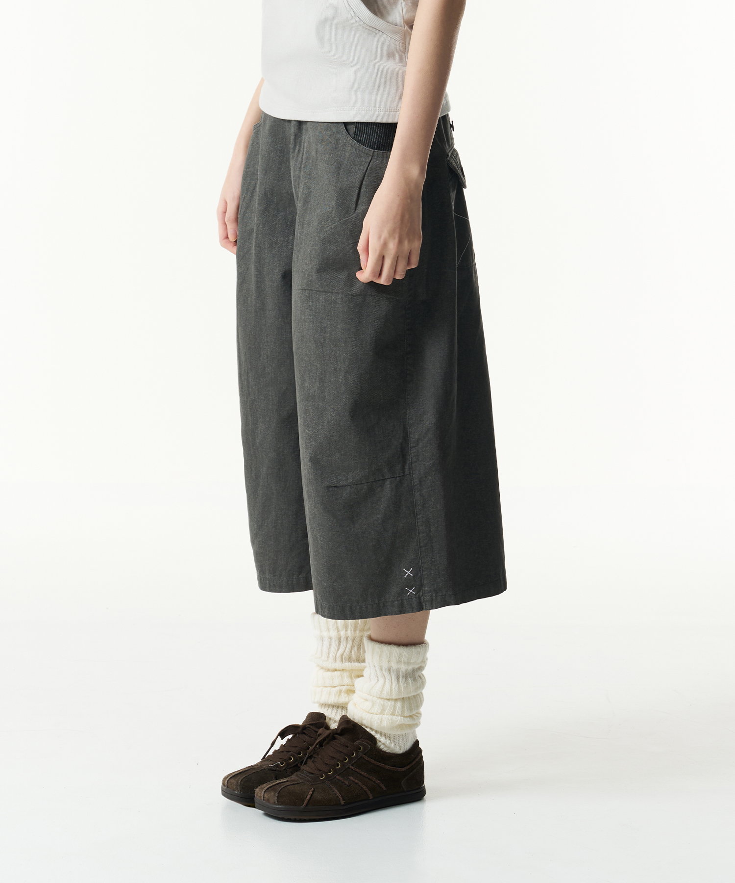 TCM pin stripe stitch half брюки (charcoal)