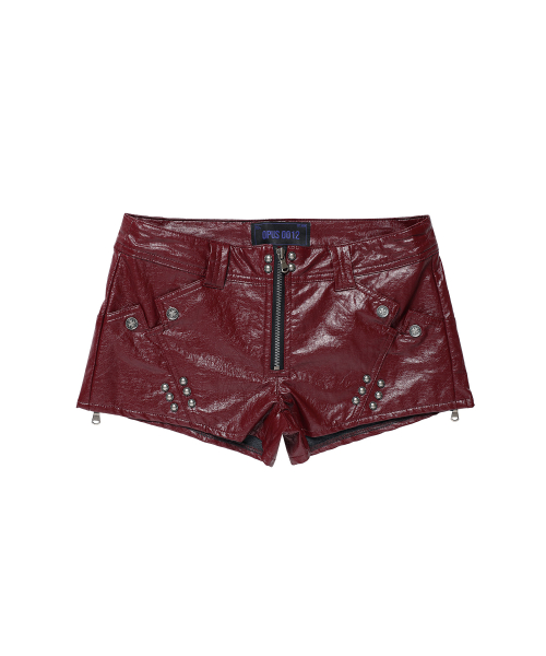 Op. 08 VILLAIN LEATHER MICRO PANTS BURGUNDY