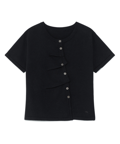 TCM draped half knit cardigan (black)