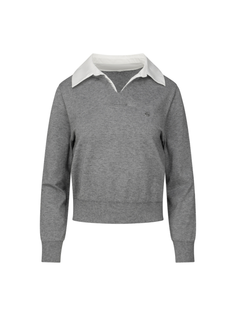 рубашка воротник слоистый трикотаж t-shirtshirt_GREY