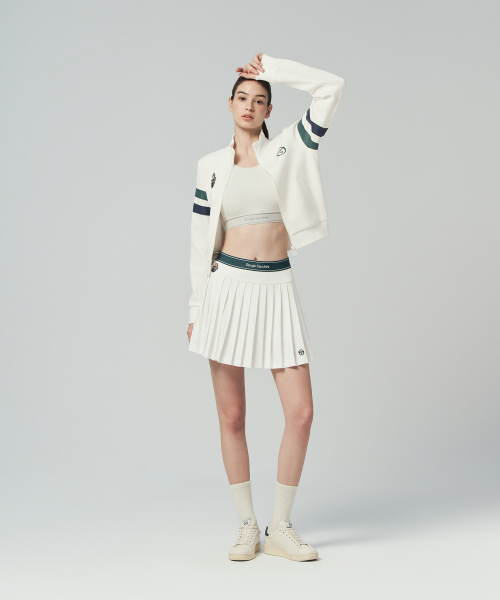 W MC 스크래치 스태프 플리츠 스커트 (White)