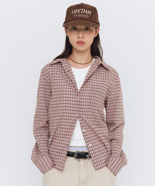 HS Check L/S Shirts(W)_Pink