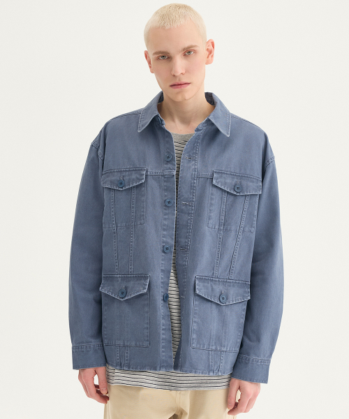 хлопок куртка WASHED синий