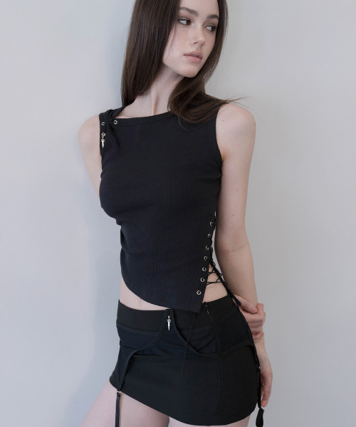 Lace-Up Asymmetric Tank (Черный)