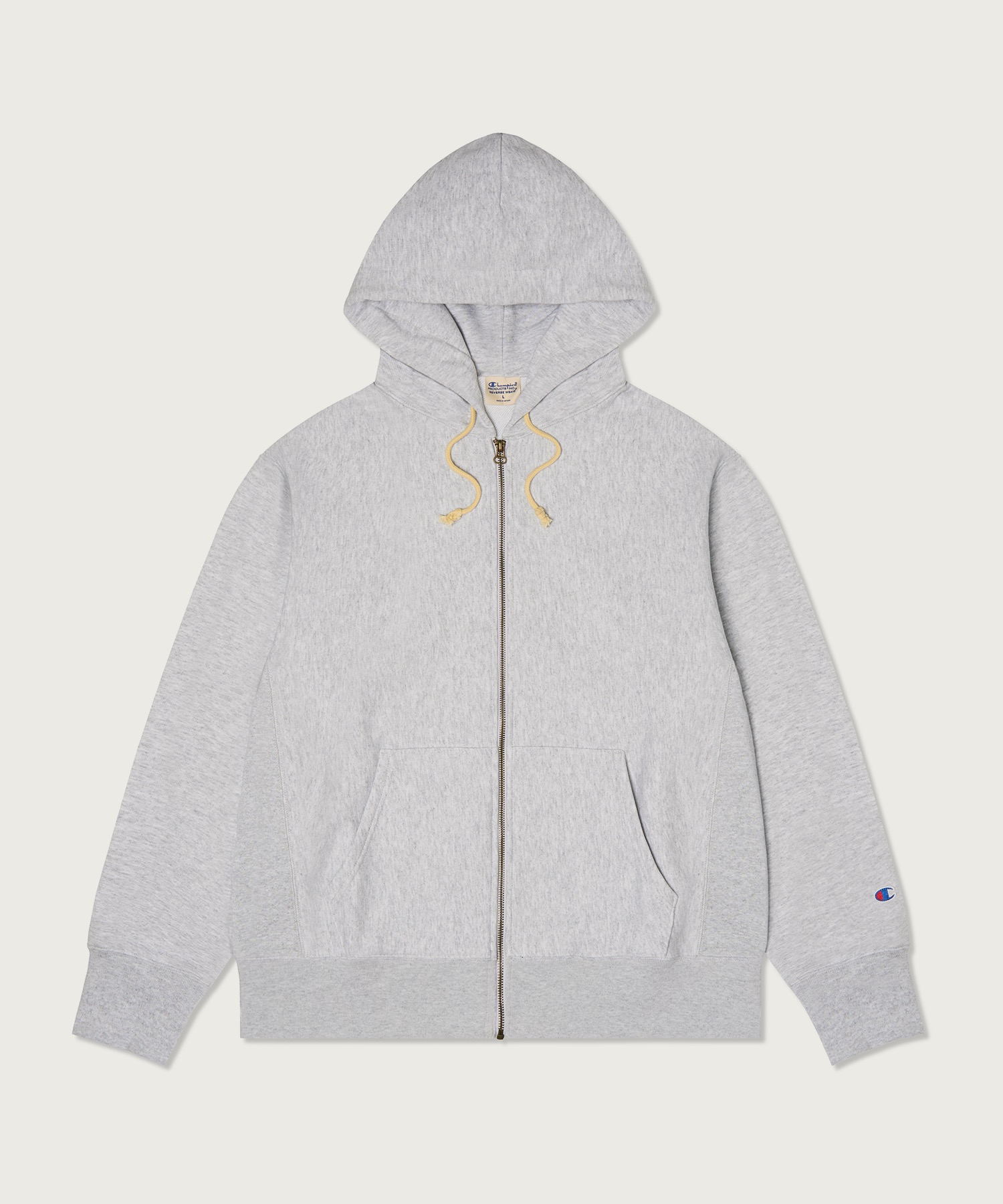 Свободное худи на молнии Reverse Weave Light Grey