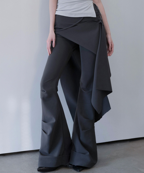 Asymmetric Draped Юбка Брюки (Темно-серый)