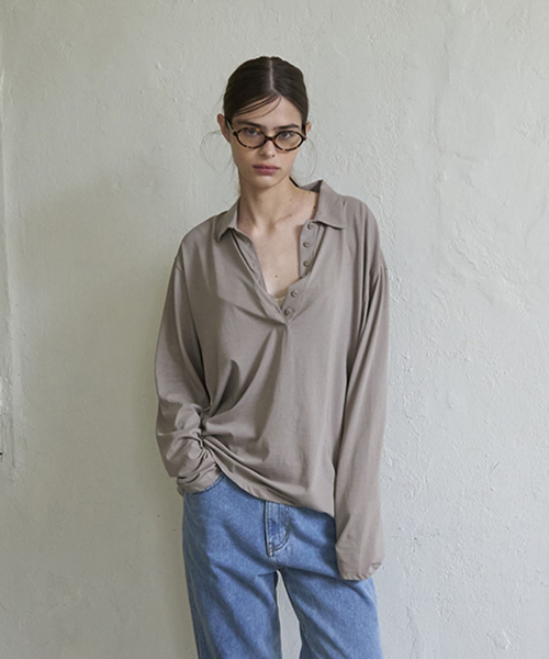 Мягкая футболка с воротником (Beige)
