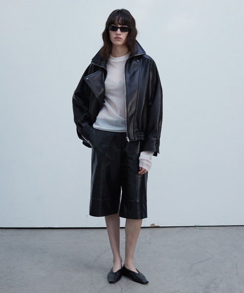 Double Воротник Молния-up Jacket_Black