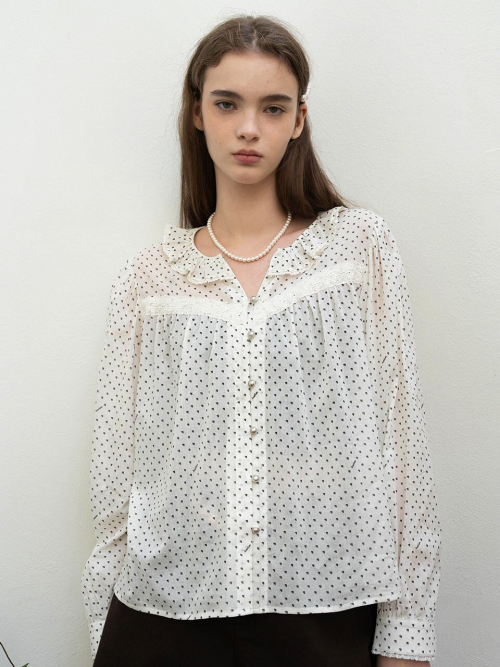 Clover Pattern Ruffle Blouse MU2611BL106M