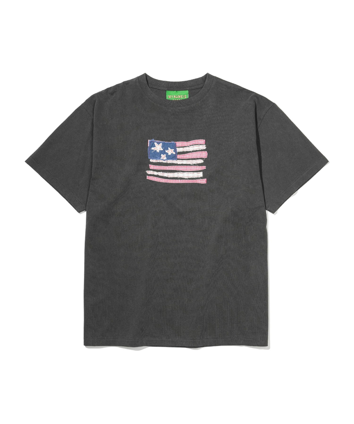 USA FLAG APPLIQUE T-Рубашка - Темно-серый