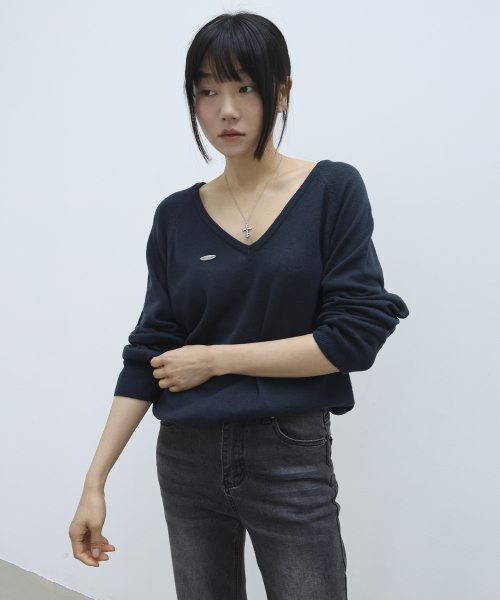 Свободный джемпер Sento Deep V-neck Navy