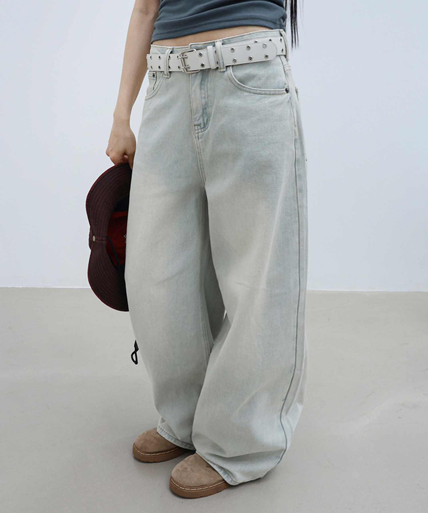 Широкие джинсы 9701 Muted Blue
