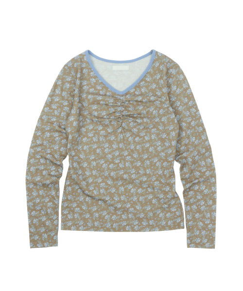 Цветочный Cinch Front LS Tee - Мокка