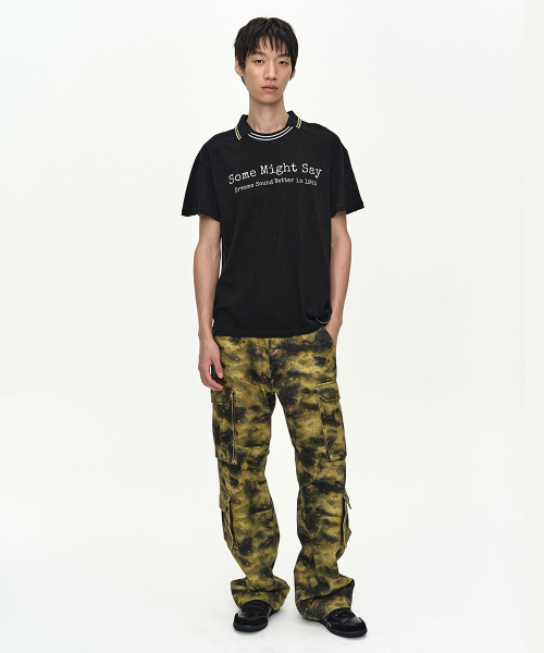 UNISEX BURNOUT CAMOUFLAGE-PRINTED CARGO JEANS apa907u(GREEN)