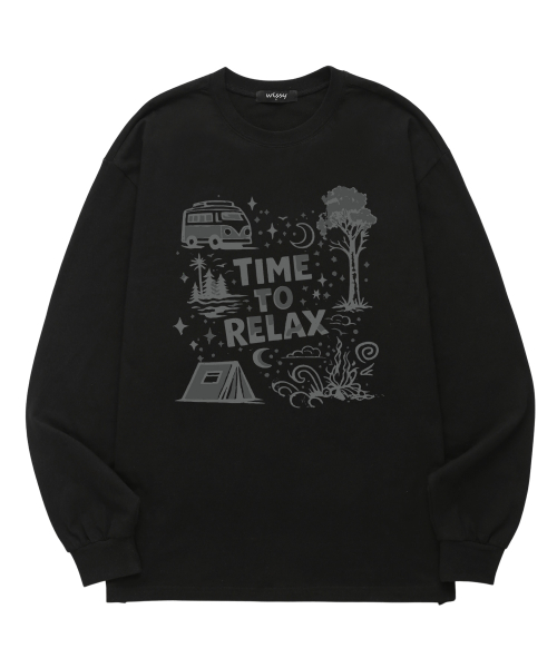 TIME RELAX с длинным рукавом футболка (WLS042) черный