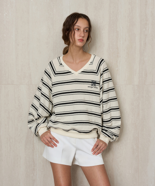 STRIPED KNIT PULLOVER COOKIES AND CREAM
