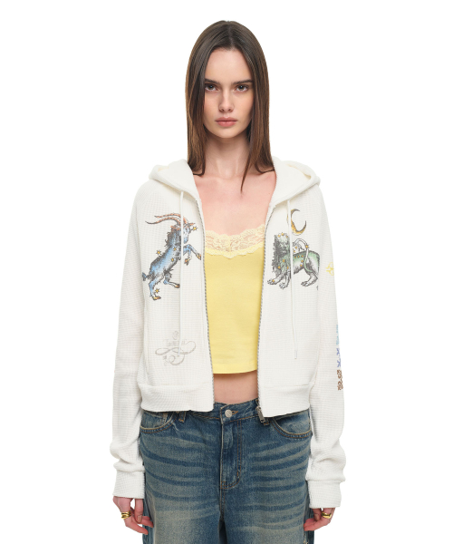 Кроп-зипка вафельная Twin Zodiac White