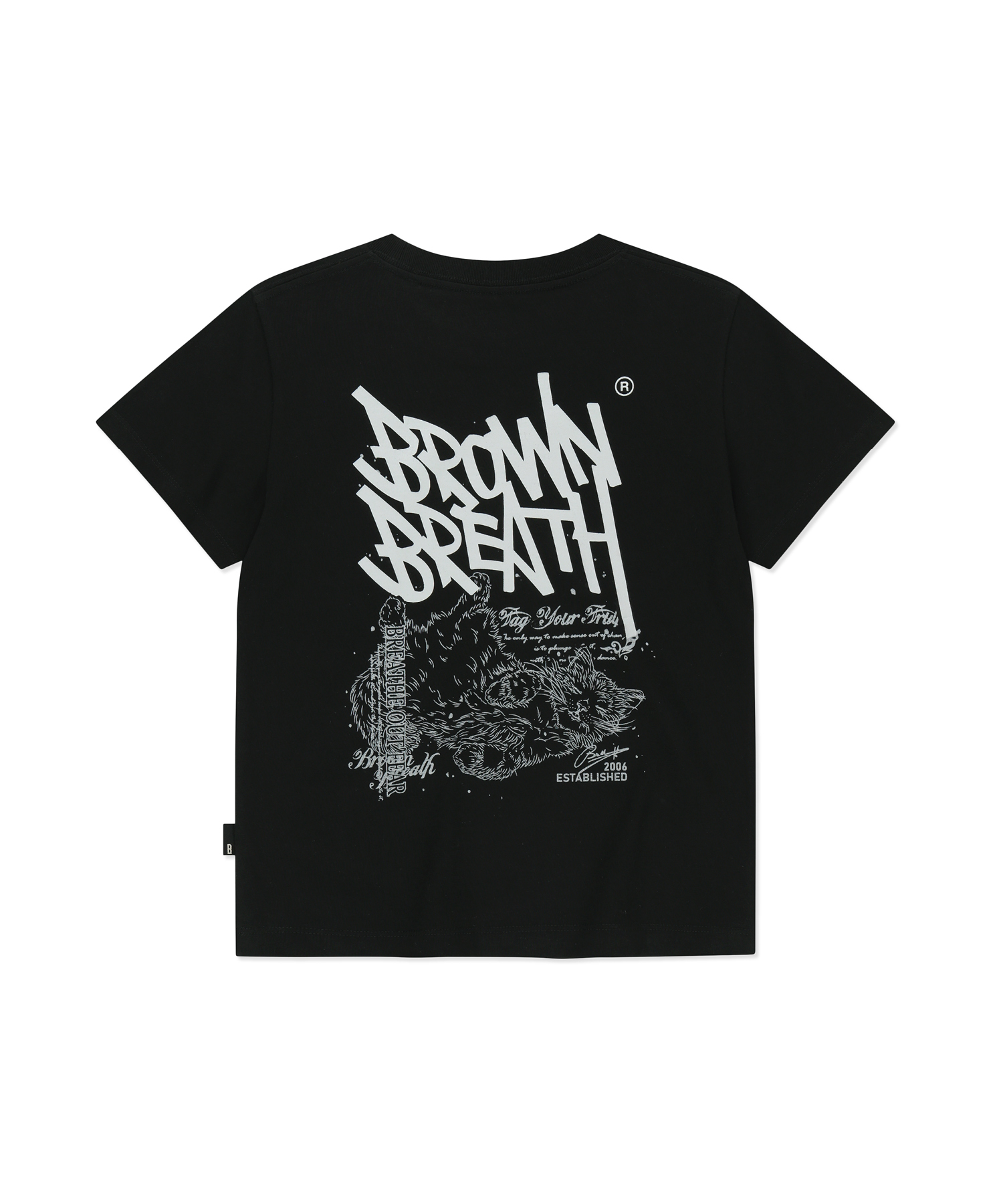 W SLEEPY TAG TEE - BLACK
