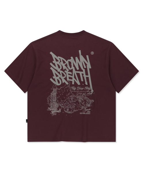 SLEEPY TAG TEE - BURGUNDY