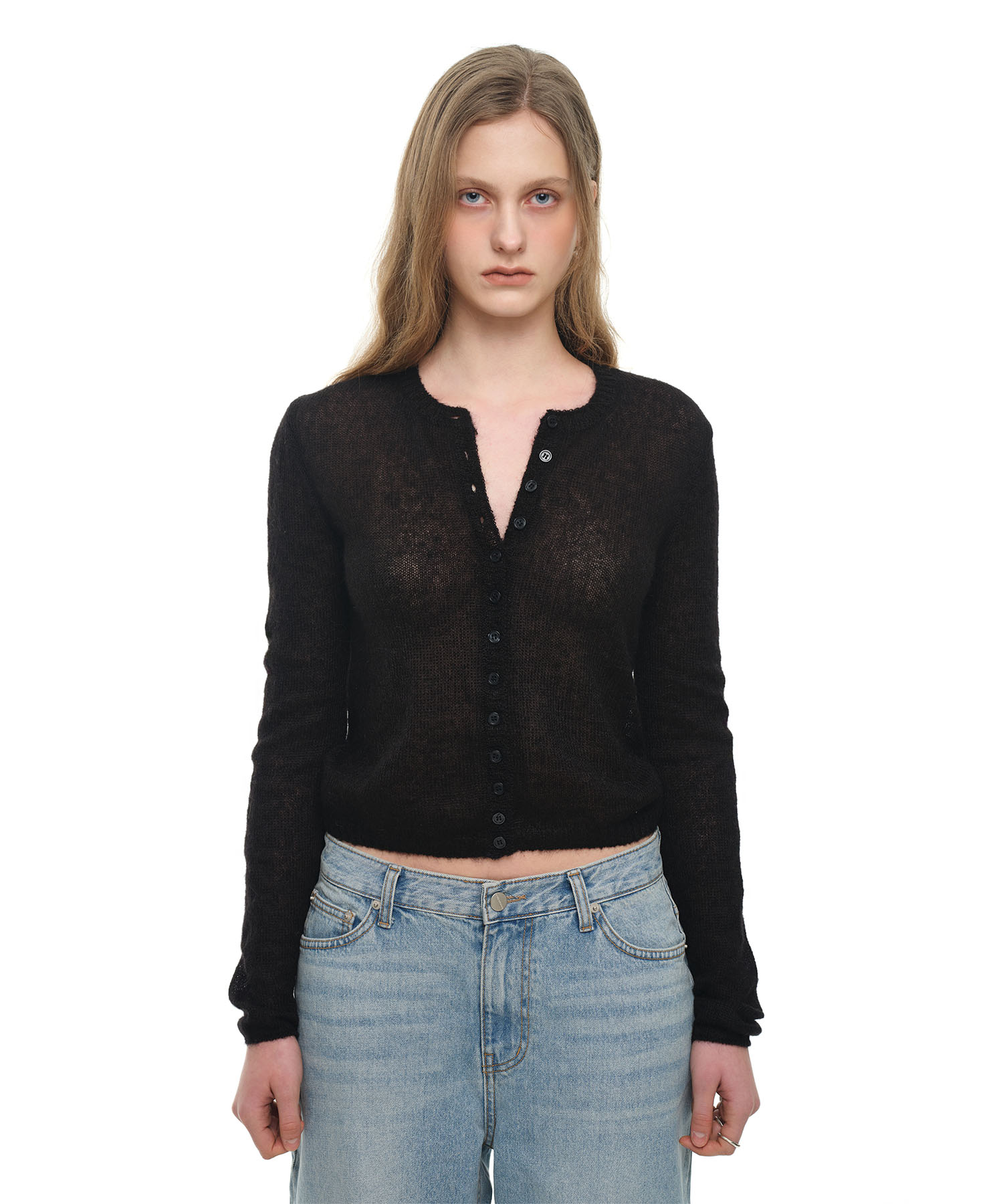 Mohair Slim-Fit Cardigan Black