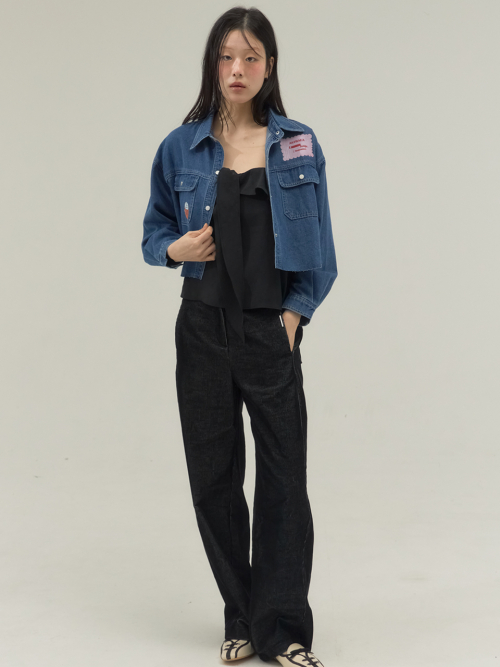 Cropped Utility Denim Shirt Jacket_Blue