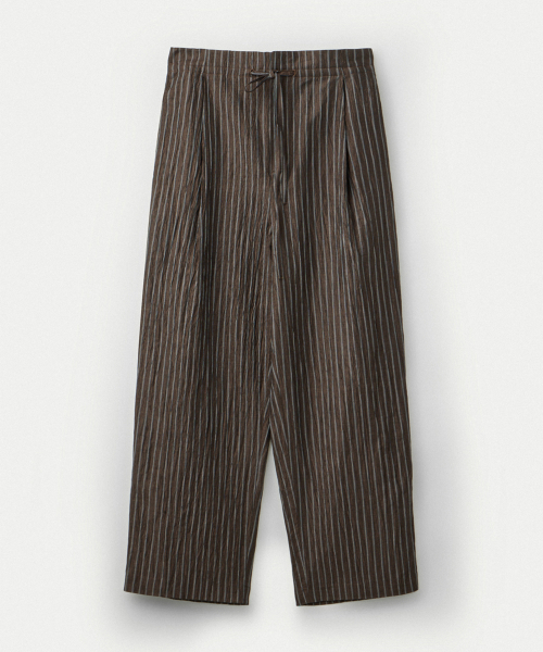 Japanese Crinkled Linen Draw Waist Pants_Walnut