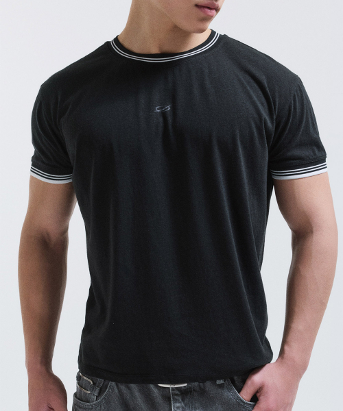Slub ringer t-shirt - black