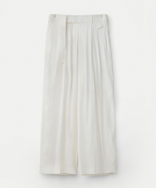 Elastic Linen Belted Pants_Off White