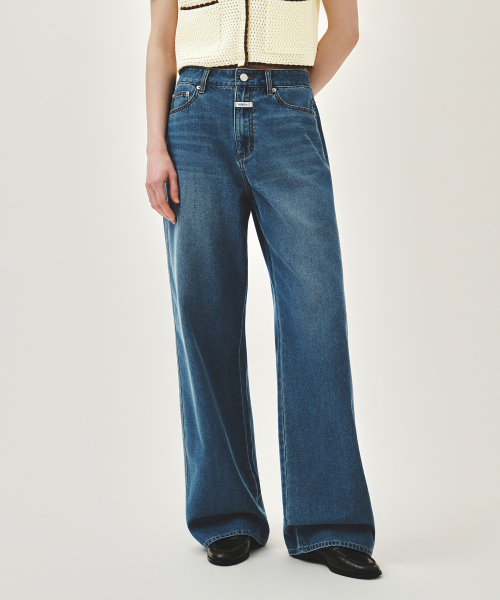 W SUMMER SEMI WIDE DENIM PANTS blue