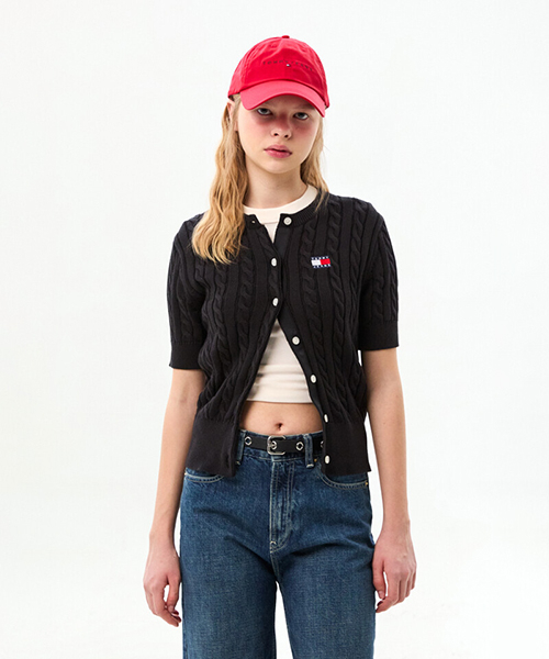 Кабельный кардиган regular fit с коротким рукавом (T32G1KCD05TWT2BDS)