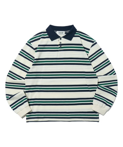 Поло в мультиполоску (Ivory/Green)