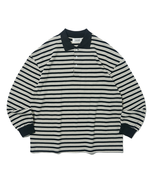 Лонгслив поло в полоску Oxford (Black/White)