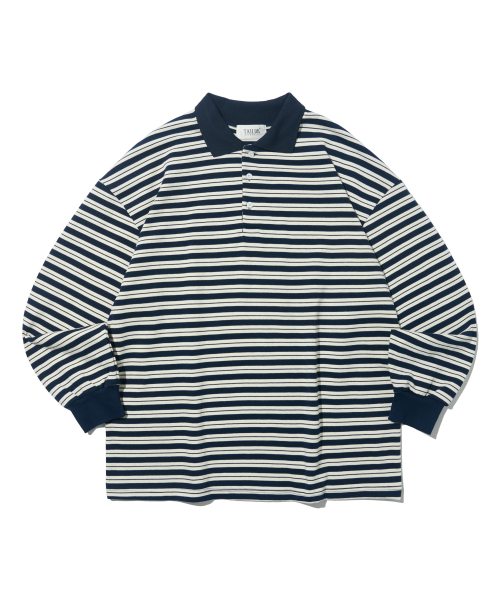 Лонгслив-поло в полоску Oxford (Navy/White)
