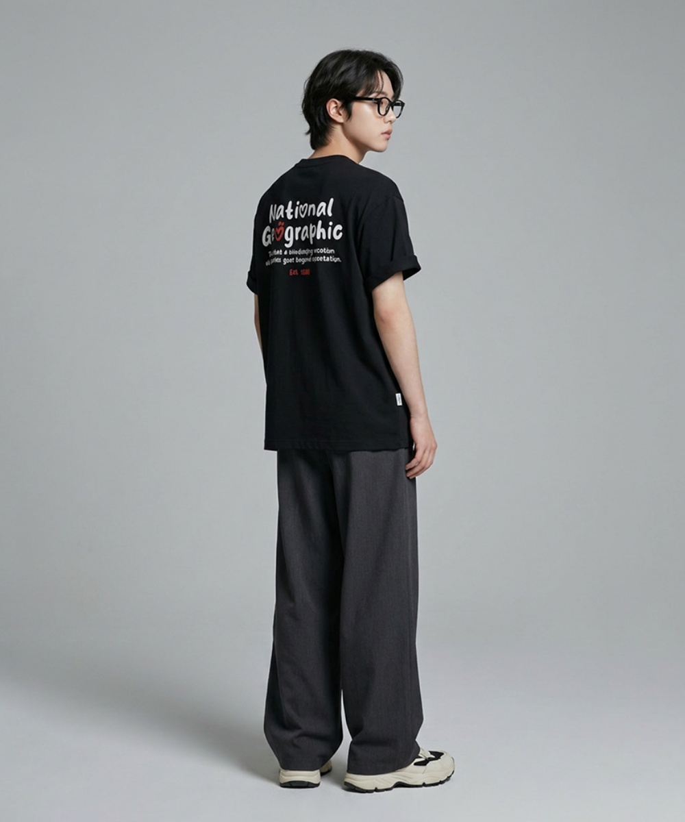 Черная футболка N262UTS904 Sorona Cool Script Semi-Over Fit BLACK