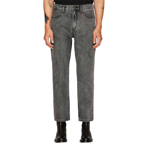 Рваные укороченные джинсы stonewash (DARK GREY)