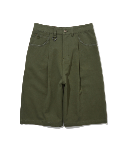 Бермуды из хлопка с двумя защипами Olive_FS2WP04U
