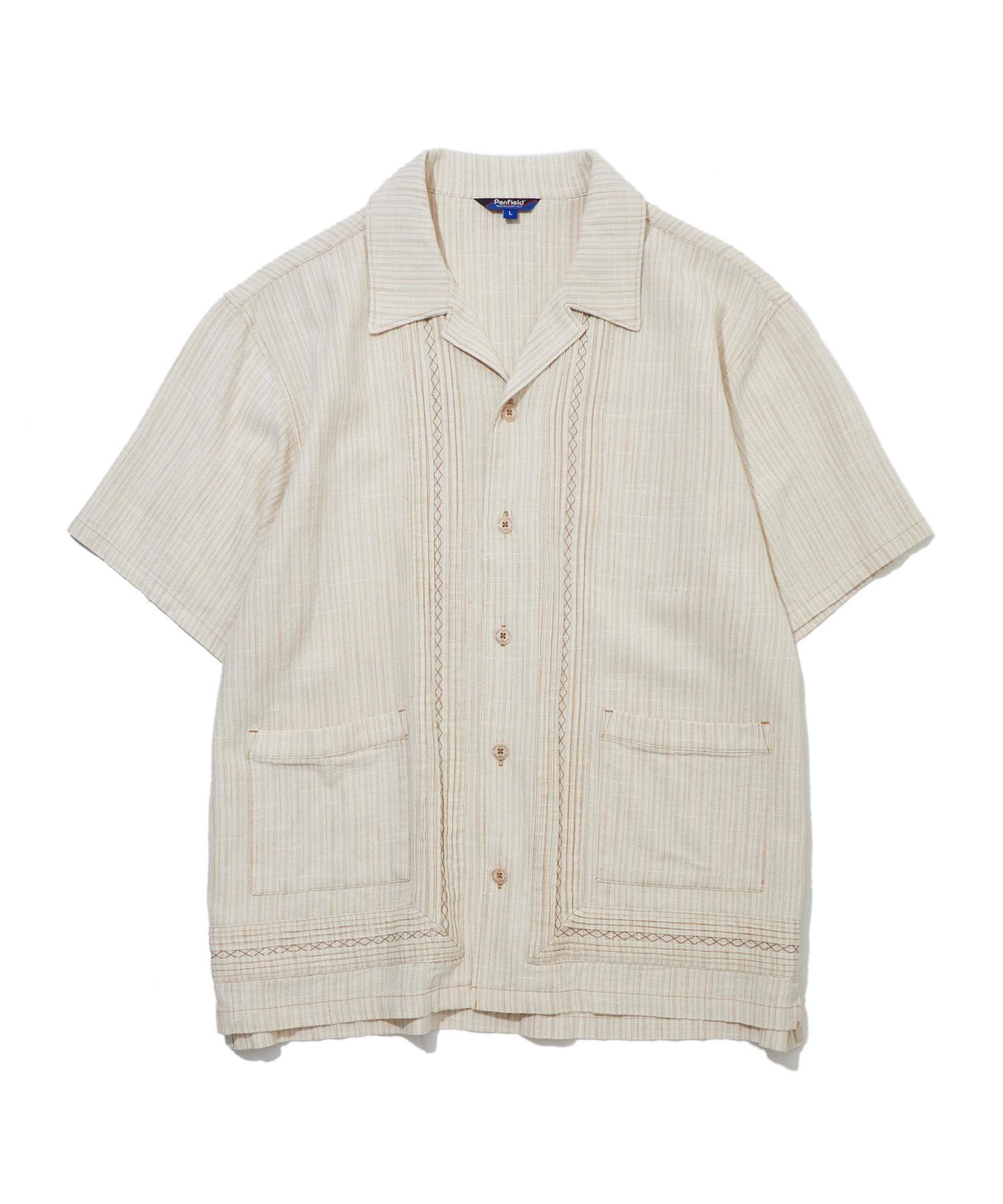 Льняная рубашка Guayabera с открытым воротником Ivory_FS2WR10U